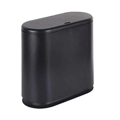 IEEK Plastic Trash Can with Press Top Lid,3.2 Gallon /12 Liter Garbage Can,Black Modern Waste Basket Thin Trash Cans for Bathroom,Kitchen,Living Room,Office and Narrow Spaces - color: Black