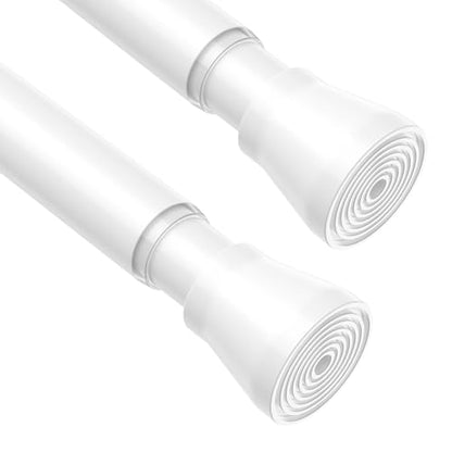 2 Pack Spring Tension Rod, Adjustable 45-77 Inch No Drill, White | 7/8 Inch Diameter Spring Loaded Extendable Tension Curtain Rod, Fits Windows Kitchen Doorway Closet Cupboard - color: White, size: 45-77IN-2P
