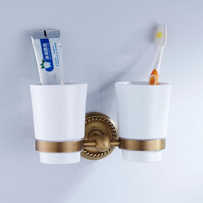 Antique Bronze Double Toothbrush Holder for Bathroom Tumble Holder Wall Mounted - color: Double Toothbrush Holder