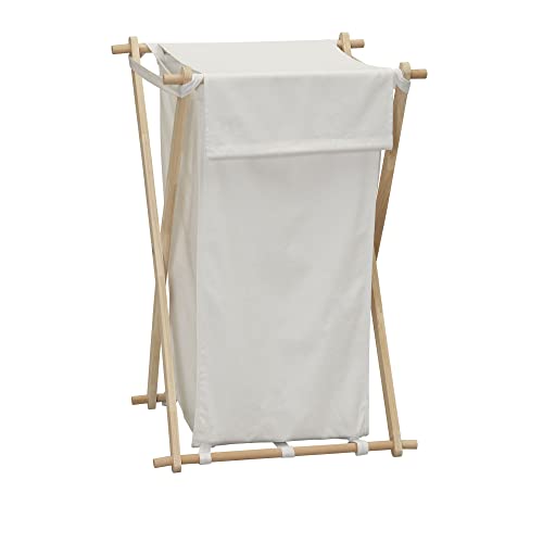 Household Essentials White Househod Essentials Laundry Hamper with Wood X Frame Large - color: White, style: Hamper