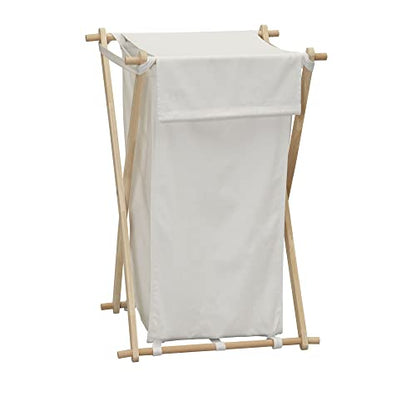 Household Essentials White Househod Essentials Laundry Hamper with Wood X Frame Large - color: White, style: Hamper