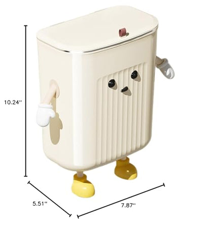 Wall Mounted Trash Can Bin with Lid Waste Cartoon Kitchen Hangings Garbage Dustbin Rubbish Decorations Office Can