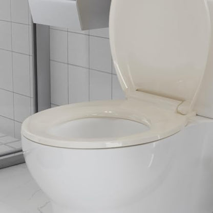 Round Toilet Seat, Soft Close Noiseless Lid, Slow Close Anti-Slam Design, American Standard Compatible,Almond - color: Almond, size: Round Seat