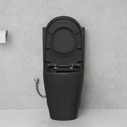 One Piece Toilet Elongated Dual Flush, 17.3" ADA Seat, Matte Black | ADA Compliant 17.3" chair height with soft close seat, Dual flush 1.1/1.6 GPF Elongated toilet bowl 12" rough-in, Matte Black - color: Matte Black 365Model