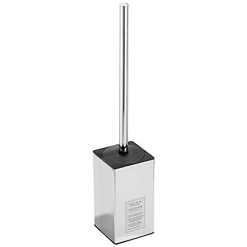 Freestanding Toilet Brush Holder for bathrooms 304 Stainless Steel Toilet Brush Stand Square Storage and Organization Rust Resistant 17-inch high Polished Chrome Finished - color: 17-inch High Square Polished Chrome
