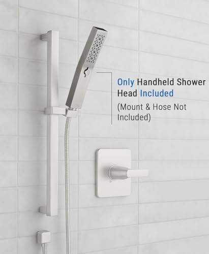 G-Promise All Metal Square 3 Function Handheld Shower Head(Brushed Nickel) | All Metal Construction, 3 Function Modes with Massage, Modern Look, Push Switch, Easy Installation - color: Brushed Nickel, style: Square