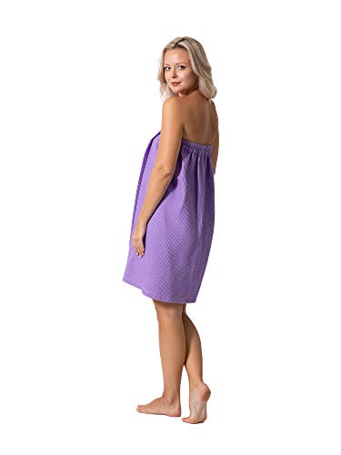 Robe Direct Quick Dry, Lightweight Waffle Spa/Bath Wrap with Adjustable Closure & Elastic Top - color: Lavender, size: Large-X-Large