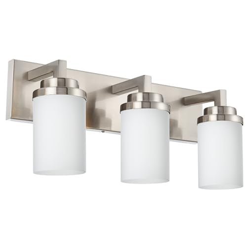 TODOLUZ 3-Lights Vanity Bath Light with Opal White Glass Shades, Modern Bathroom Lighting Over Mirror Brushed Nickel for Kitchen Hallway Bedroom Foyer - color: Brushed Nickel, size: 3-Lights