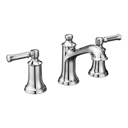 Moen Dartmoor Chrome Two-Handle High Arc Widespread Bathroom Sink Faucet for 3-Hole Setups with Valve Included, TV6805 - color: Chrome