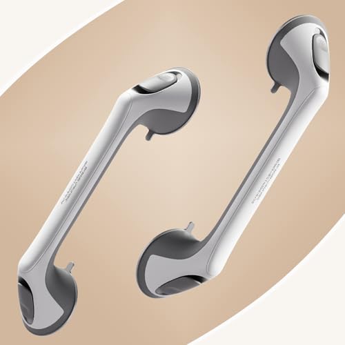 2 Pack 16 Inch Elderly Heavy Duty Shower Handle, Seniors Grab Bars for Bathtubs, Suction Cup Removable Handrails, Safety Bathroom Grip for Handicap (Light Gray) - color: Light Gray, size: 16″