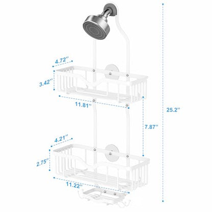 Shower Caddy Hanging, Bathroom Shower Rack, Bathroom Organizer with Soap Dish, Over The Showerhead Caddy with Hooks for Razor/Sponge, Soft White (Assembly Required) - color: Soft White