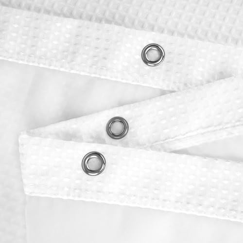 N&Y HOME 54 x 72 Waffle Weave Shower Curtain with Snap-in Liner Set White | 12 Metal Hooks Included, Snap on/off Fabric Liner, Hotel Style & Mesh Top Window, Machine Washable, 54x72 Shower Stall Size - color: White, size: 54"W x 72"L (Pack of 1)
