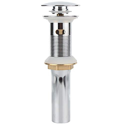 Bathroom Sink Pop Up Drain with Overflow, Strainer, Polished Chrome | Solid Brass with Detachable Basket Strainer; 7 in. Closed/7.5 in. Open; 1-1/2 in. Min Drain Opening; Push-button Stopper - color: Chrome, size: Big Popup Cap