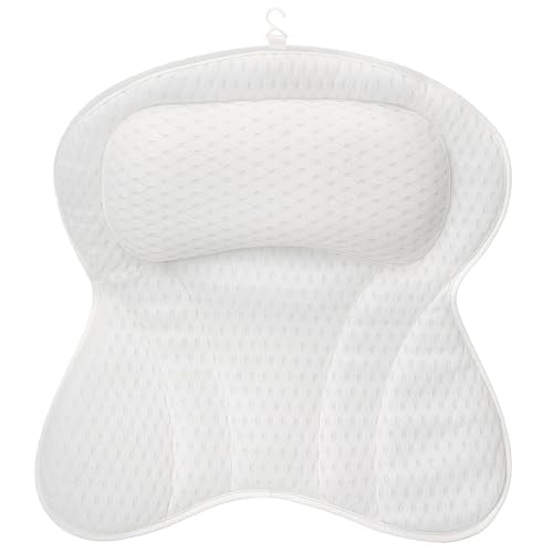YHan Luxury Bath Pillow for Tub - 4D Mesh Bathtub Pillows for Head and Neck Support with 6 Suction Cups, Washable Spa Bath Accessories & Relaxing Gifts for Women