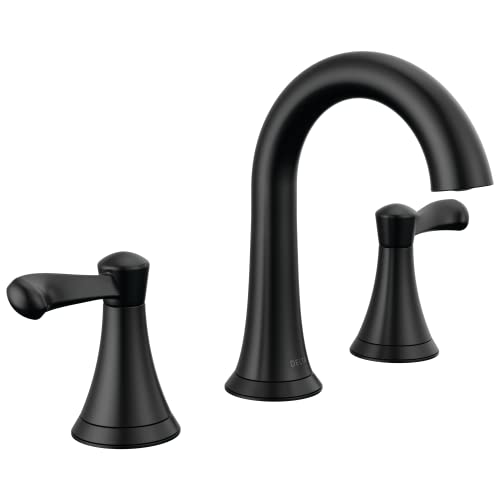 Delta Faucet Esato Widespread Bathroom Faucet 3 Hole, Matte Black Bathroom Faucet, Bathroom Sink Faucet, Drain Assembly Included, Matte Black 35897LF-BL - color: Matte Black