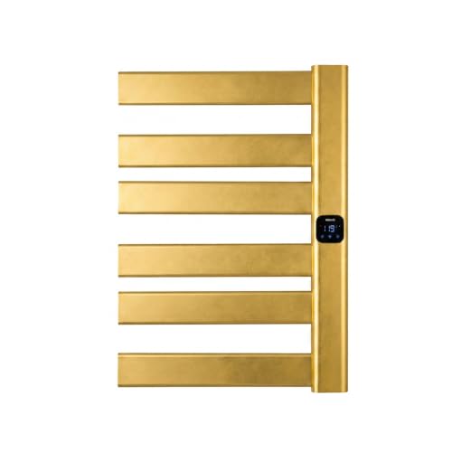 Towel Warmer, Heated Towel Rack with Built-in Timer and Temperature Control,Hard-Wired(Right-Wiring)/Plug-in Wall-Mounted Towel Rail, Aluminum, 18.8" W X 25.6" H, Gold - color: Gold, size: 18.8"L x 25.6"H