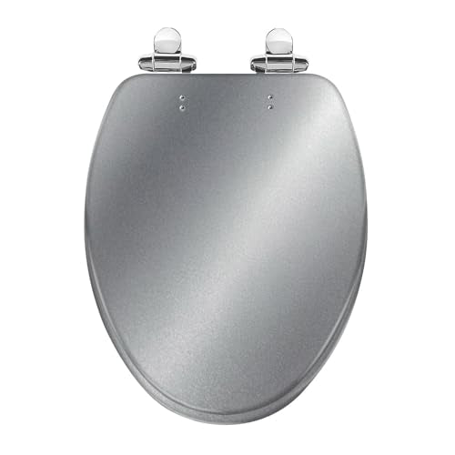 Elongated Toilet Seat Abstract texture light gray metal wall Resin Toilet Seat Slow Quiet Close with Quick-Release Hinges Toilet Seat with Cover Easy to Clean Install - color: Color8, size: V-Elongated