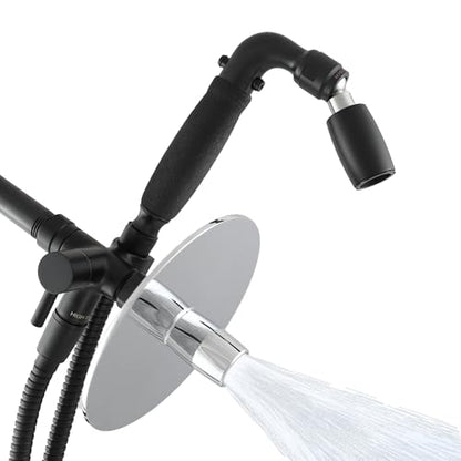 High Sierra® Lead-Free Metal 3-way Combo Shower Kit. Built in Diverter Valve Effortlessly Diverts Flow from the Fixed Shower Head to the Handheld and back - Ultra Low Flow 1.25 GPM - Matte Black - color: Matte Black, size: 1.25 GPM