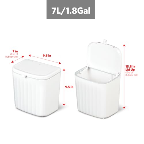 Glad Roomate Under Counter Waste Bin | Space Saving Small Trash Can for Kitchen Cabinet, Bathroom or Office | Dual Lid for Ease of Opening, 7 Liter, White - color: 7 Liter White Plastic