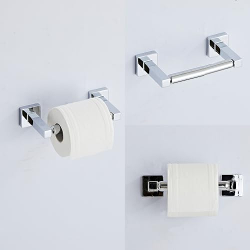 Chrome Bathroom Hardware Set 4 Pieces,Towel Bar Set Stainless Steel Wall Mounted, Includes 16In Hand Towel Bar, Towel Ring, Robe Towel Hooks,Toilet Paper Holder, Bathroom Towel Rack Set - color: Chrome, size: 16Inch