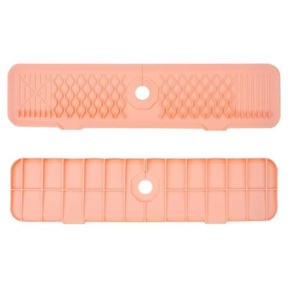24 Inch Faucet Mat for Kitchen Sink Silicone Sink Splash Guard 5° Slope Faucet Draining Mat Dish Soap Sponge Holder Around Faucet Bathroom Gadgets Sink Accessories Drying Mats Organizer, Pink - color: Pink