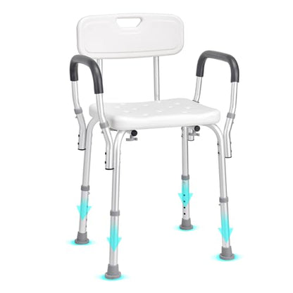 VEVOR Shower Chair, Shower Seat with Back, Adjustable Height Shower Stool, Shower Chair for Inside Shower Bathtub, Non-Slip Bathroom Bench Bath Chair for Elderly Disabled Handicap, 350 LBS Capacity - color: Shower Chair