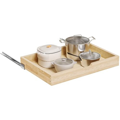 Pull Out Cabinet Organizer, 31.5 in W x 21 in D Solid Wood Slide Out Drawer, Soft Close Sliding Shelf, Bottom or Side Mount for Kitchen Pantry Bathroom, Fits 32.5 in Cabinet Opening - size: 31½” W × 4"H x 21” D