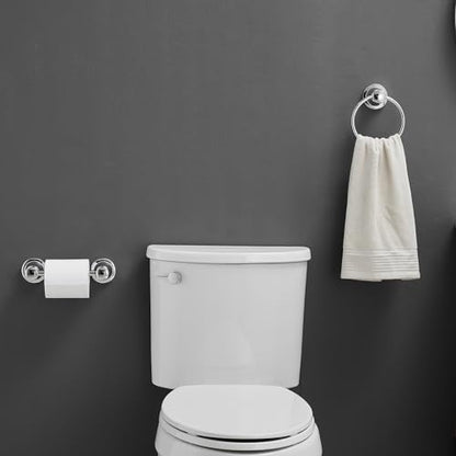 RUMOSE Pivoting Toilet Paper Holder and Hand Towel Ring, Polished Chrome | Wall Mount, Bathroom Hardware Accessories 2 PCS Set, Toilet Tissue Roll Holder & Towel Hanger, Rustproof, Stainless Steel - color: Polished Chrome
