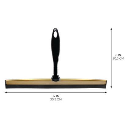iDesign Bathroom Shower Squeegee, Black/Soft Brass | Wall Hook Included - color: Black/Soft Brass, style: Pack of 1