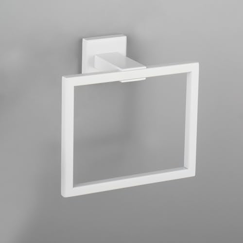 GERZWY SUS 304 Stainless Steel Towel Ring for Bath Kitchen Garage Bathroom Hardware Hand Towel Holder Wall Mounted, White - color: White