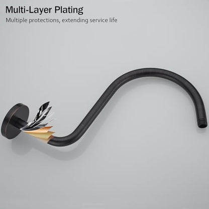 RANDOM S Shaped Shower Head Riser Pipe,Goose Neck Shower Arm 13 Inch Shower Head Extension Arm with Flange,Standard 1/2" Connection,Oil Rubbed Bronze.RD-91098-13ORB - color: Oil Rubbed Bronze