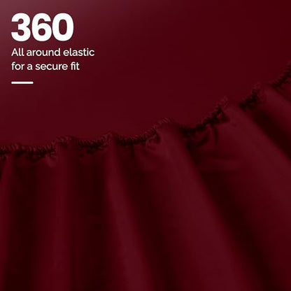 SUPERIOR Egyptian Cotton 4 Piece Sheet Set, Luxury 1000 Thread Count, Modern Design, Sustainable Sheets, Ultra-Soft Basics, Solid, Deep Pocket Fitted Sheet, Flat Sheet, Pillowcases, Full, Burgundy - color: Burgundy, size: Full