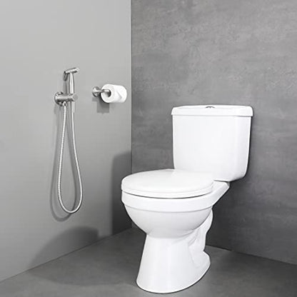 Handheld Bidet Sprayer for Toilet Warm Water Brushed Nickel | Wall Mount Stainless Steel Bidet Hand Held Sprayer with Brass Hot and Cold Mixing Valve, 47 Inches Anti-leaking Bidet Hose - color: Brushed Nickel
