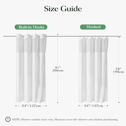 White Hook Free Waffle Shower Curtain & Snap-in Fabric Liner,54x81 | Less Time to install, 3 in 1 Fabric Shower Curtain and Liner Set with Magnets, Stall, Long, Shower Curtains for Bathroom - color: A White, size: 54"W x 81"L (Pack of 1)