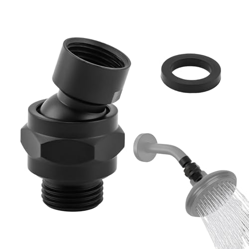 Shower Head Swivel Adapter, Adjustable Pivot Ball To Adjust Showerhead Angle, Universal All Metal Shower Arm Extension Connector, Showering Components(COLOR:Matte Black) - color: Matte Black