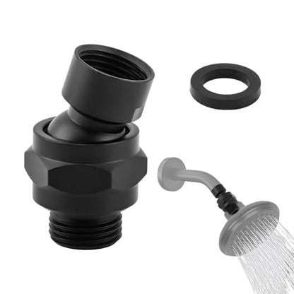 Shower Head Swivel Adapter, Adjustable Pivot Ball To Adjust Showerhead Angle, Universal All Metal Shower Arm Extension Connector, Showering Components(COLOR:Matte Black) - color: Matte Black