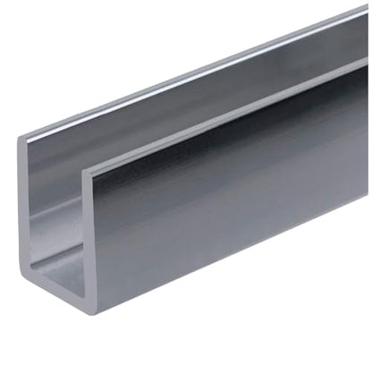 Brixwell SDCD38BS-CCP4 Brushed Stainless 3/8" Fixed Panel Shower Door Deep U-Channel - 4 inch Sample - color: Brushed Stainless Steel, size: 4 Inch - Sample
