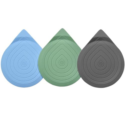 Drain Stopper for Bathtub, Sink & Shower – StopRing 5.12" Silicone Drain Cover with Suction Base | Universal Flat Drain Plug | Hair Catcher & Water Seal | Gray + Sky Blue + Sage Green