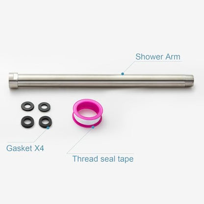 OFFO Shower Head Extension Arm, Brushed Nickel 12 in Shower Arm Extension Shower Head Extender Made of 304 Stainless Steel Shower Pipe Extension - color: Brushed Nickel, style: 12 in