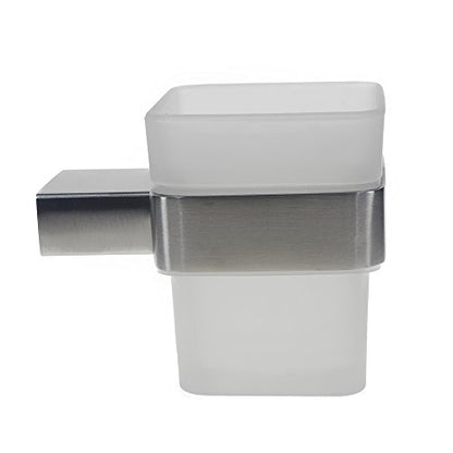 QT Modern Bathroom Tooth Brush Cup - Extremely Stylish Made from 304 Brushed Stainless Steel - Water and Rust Proof, Wall Mounted, Easy to Install