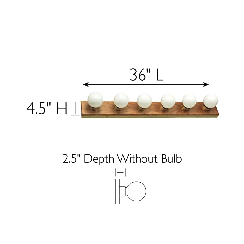 Design House Bathroom Vanity Light Fixtures Over Mirror, 6-Light Vanity Lights for Bathroom, Dimmable Wall Mount Lighting, Horizontal or Vertical Installation, Honey Oak, 36-Inch, 500223 | Dimmable, Wall Mount, Contemporary/Modern, Wood, Lighting, 500223