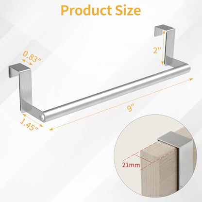 STWWO Kitchen Towel Holder for Cupboard Brushed Nickel | Over Cabinet Door Towel Bar, Over The Door Towel Rack, Stainless Steel Dish Towel Holder Hanger Rv Towel Rack, 2 Pack - color: Brushed Nickel