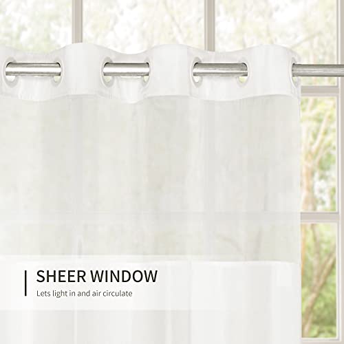 River Dream Stall Shower Curtain with Snap in Liner,No Hooks Needed Shower Curtain for Bathroom,Hotel Grade,Machine Washable,36" W×74" H,White,with White Stripe and Magnets - color: White Stripe, size: 36"W x 74"L (Pack of 1)