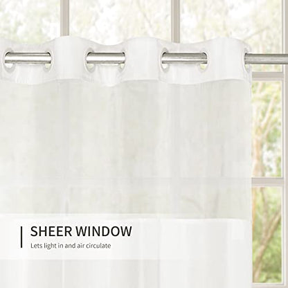 River Dream Shower Curtain with Snap in Liner,No Hooks Needed Shower Curtain for Bathroom,Hotel Grade,Machine Washable,71" Wx74 H, White and Black Stripe and Magnets - color: Black Stripe, size: 71"W x 74"L (Pack of 1)