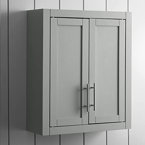 Crosley Furniture Savannah Wall Mounted Bathroom Storage Medicine Cabinet with Shelves, Gray - color: Grey, style: Wall Cabinet
