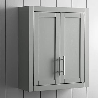 Crosley Furniture Savannah Wall Mounted Bathroom Storage Medicine Cabinet with Shelves, Gray - color: Grey, style: Wall Cabinet