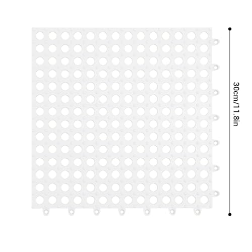 Tyenaza 10Pcs Bath Tub Shower Mat, Suction Cup Floor Mats Anti Slip Plastic Mosaic Bath Mat Tub Bathroom Mats for Kitchen Bathroom (White) - color: White