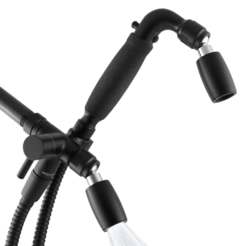 High Sierra® Lead-Free Metal 3-way Combo Shower Kit. Built in Diverter Valve Effortlessly Diverts Flow from the Fixed Shower Head to the Handheld and back - Ultra Low Flow 1.25 GPM - Matte Black - color: Matte Black w/ Nylon Insert, size: 1.25 GPM