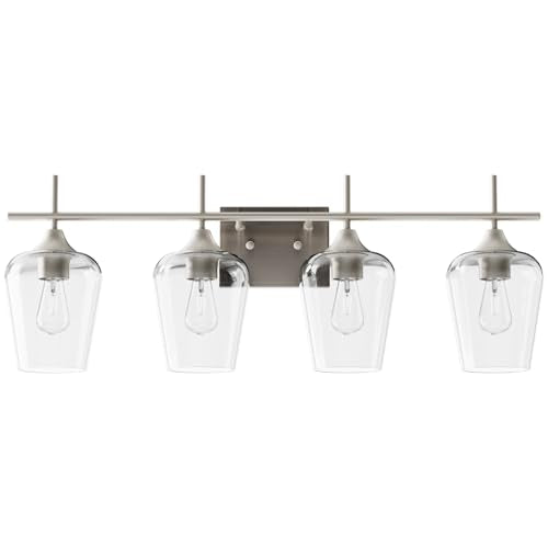 VONLUCE 4 Light Bathroom Vanity Light Fixture,Brushed Nickel | Wine Glass Shades, E26 Sockets, Easy to install, Vanity Lights for Bathroom Bedroom Hallway Living Room - color: Nickel, size: 4-Light