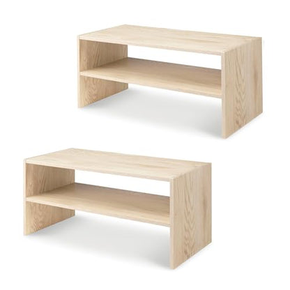 Whitmor Wood Stackable 2-Shelf Shoe Rack, White Oak, 24 inches，2 Pack - color: Light Brown, size: 24 INCH X2